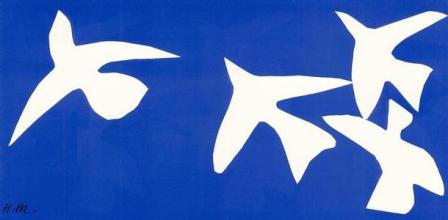 Matisse birds on blue