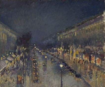Pissarro, Camille, 1830-1903; The Boulevard Montmartre at Night